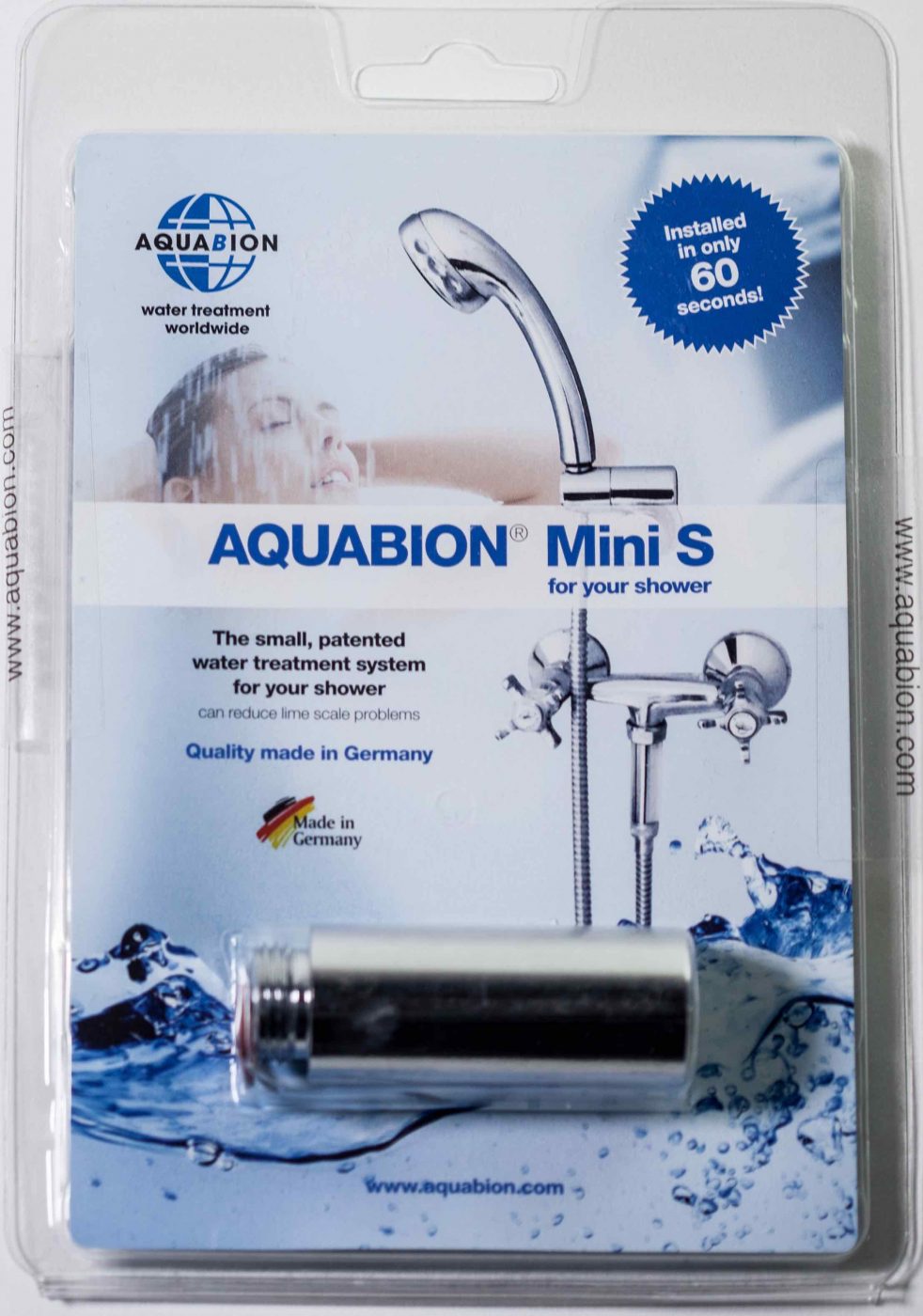 Shower water softener alternative Aquabion Mini Aquabion UK